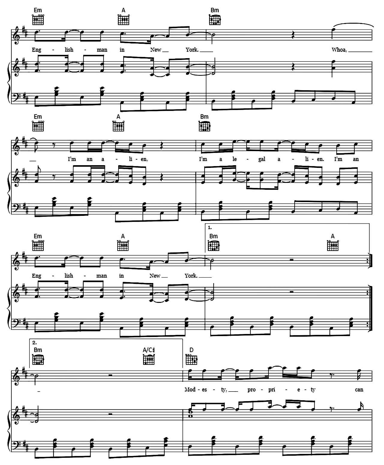 An Englishman In New York sheet music 4