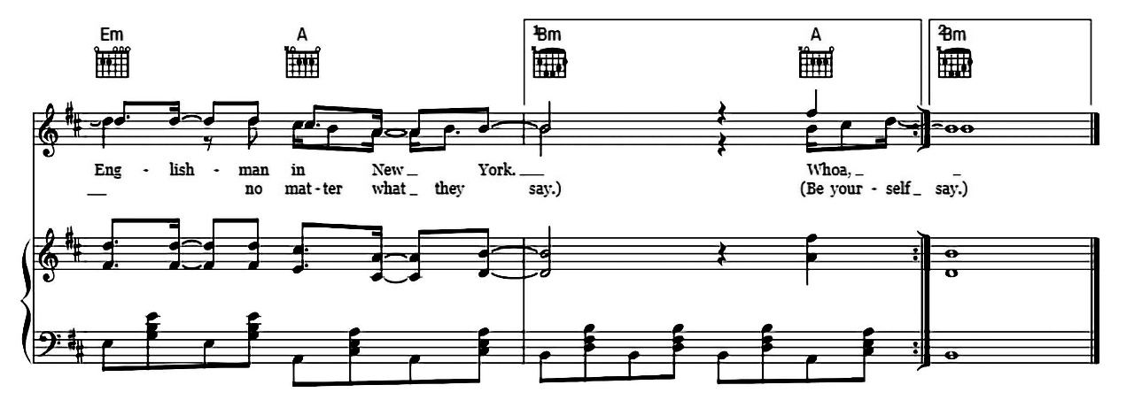 An Englishman In New York sheet music 9