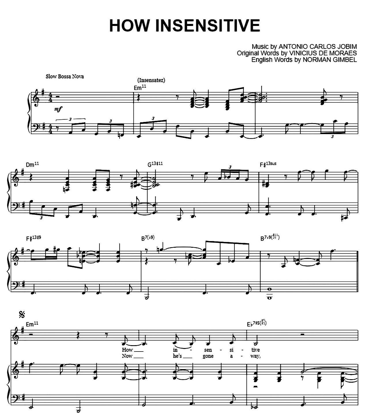 How Insensitive sheet music