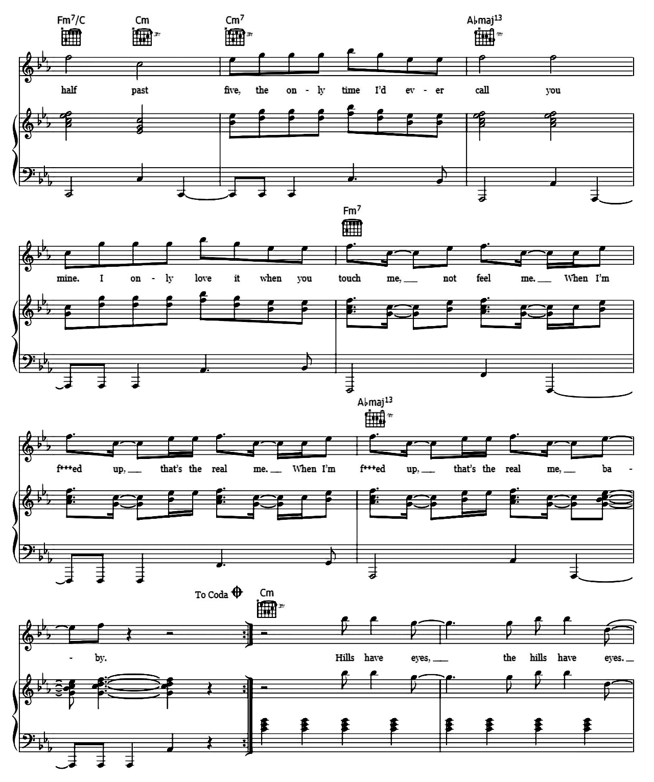 The Hills sheet music 4