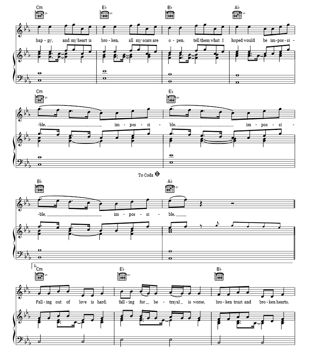 Impossible sheet music 3