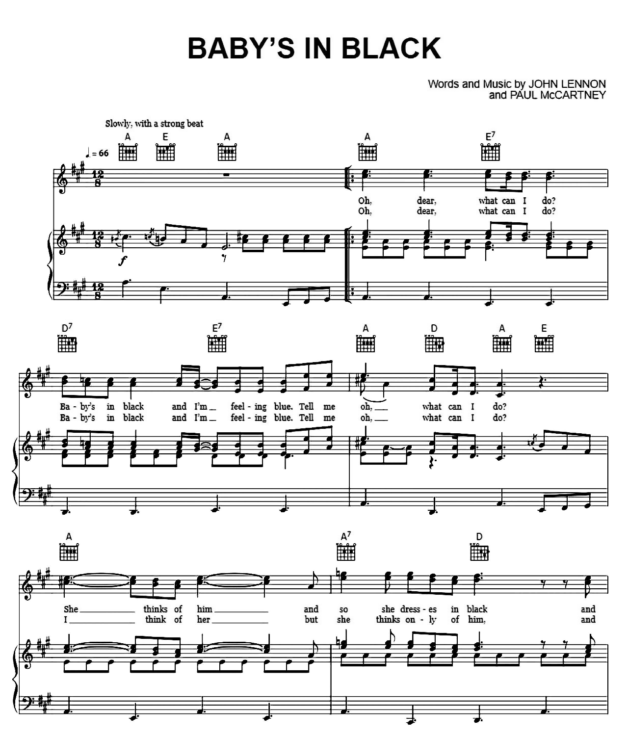 Baby's In Black sheet music