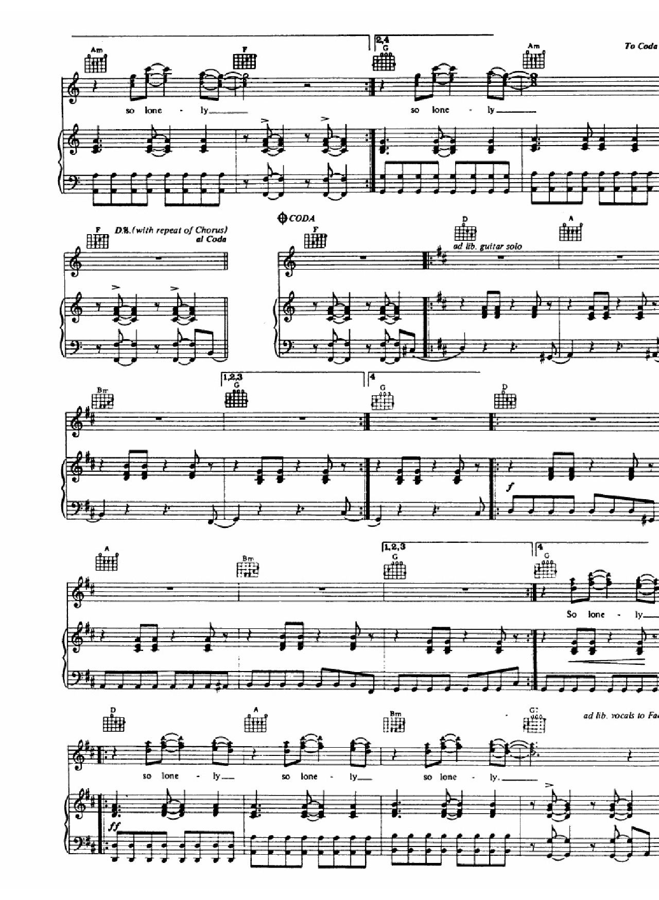 So Lonely sheet music 3