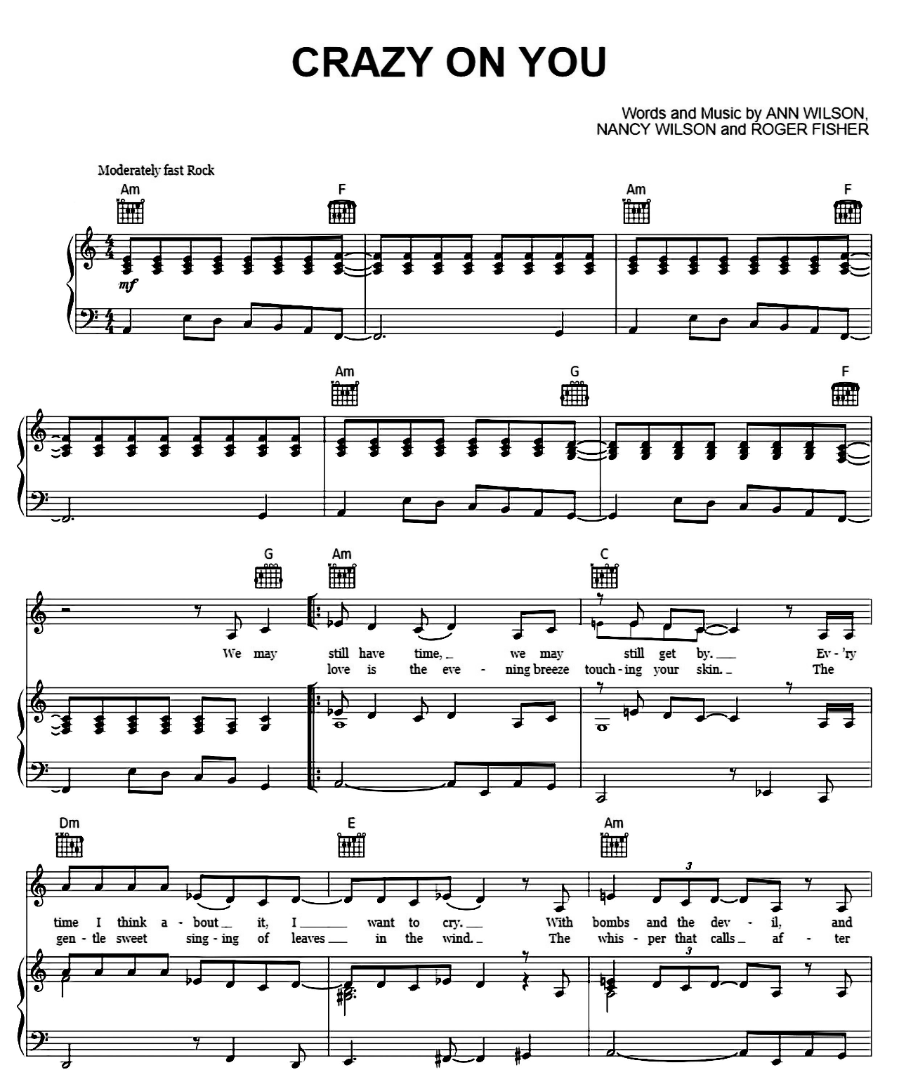 Crazy On You sheet music