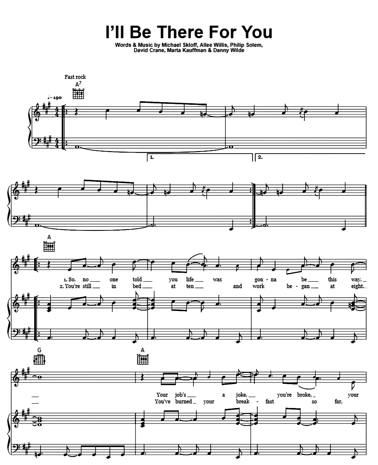 I'll Be There For You (from Friends) sheet music