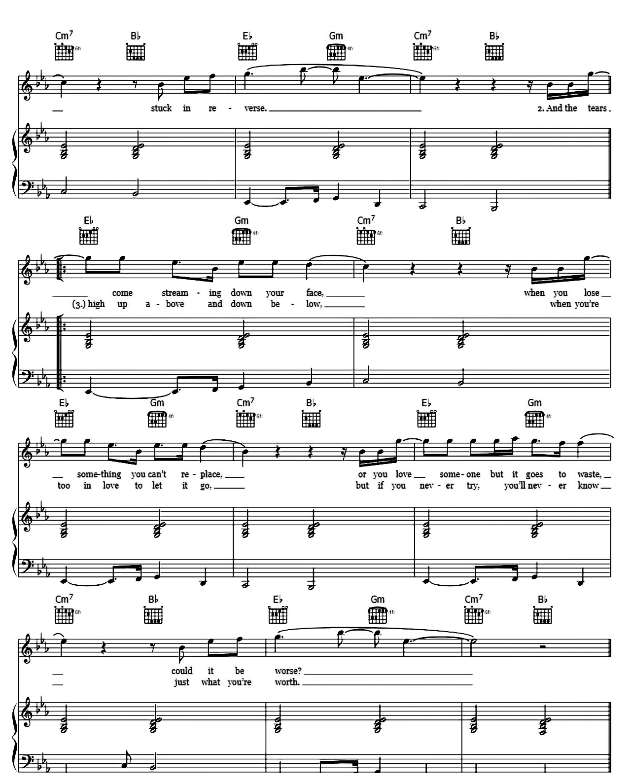 Fix You sheet music 2