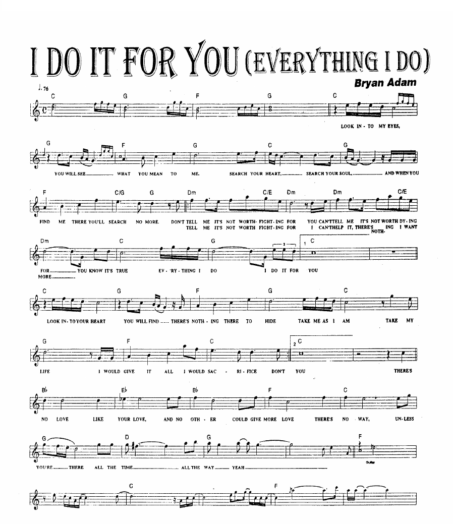 I Do It For You sheet music
