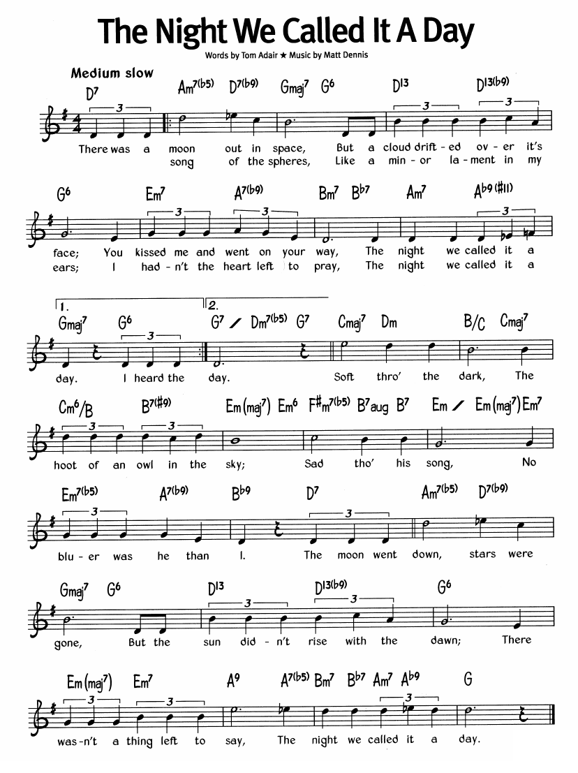 The Night We Called It A Day sheet music