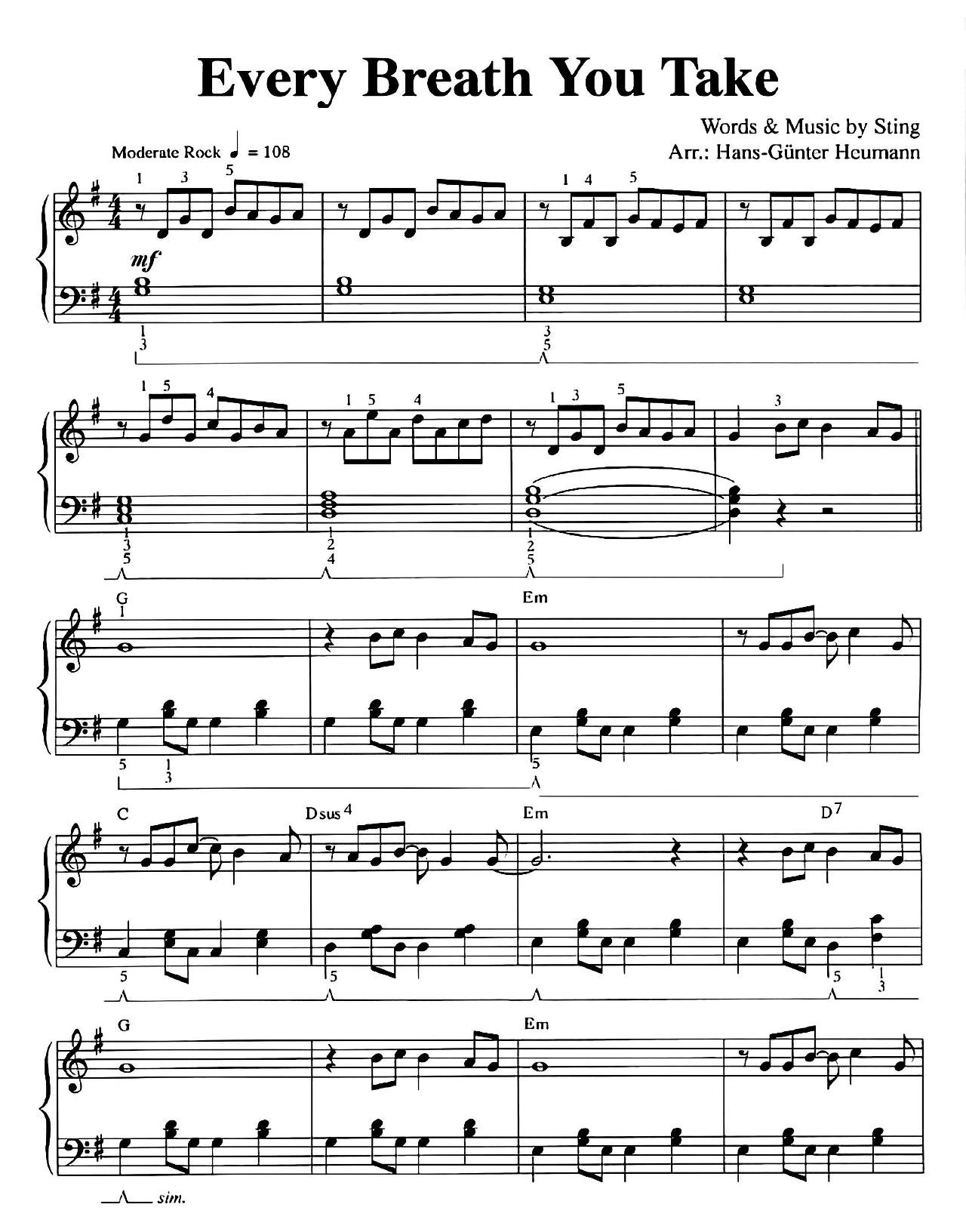 Every Breath You Take sheet music