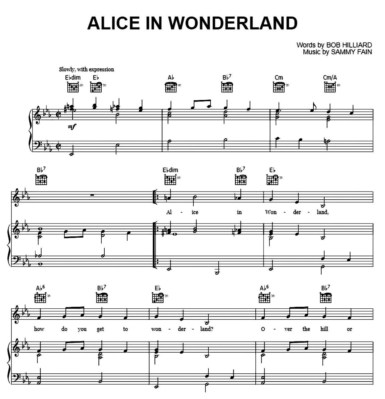 Alice In Wonderland sheet music