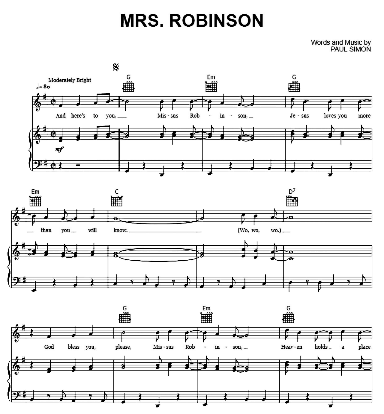 Mrs. Robinson sheet music