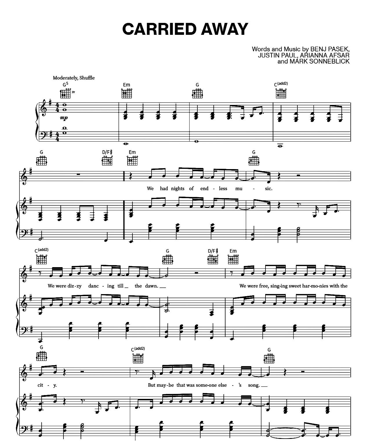 Carried Away (from Lyle, Lyle, Crocodile) sheet music