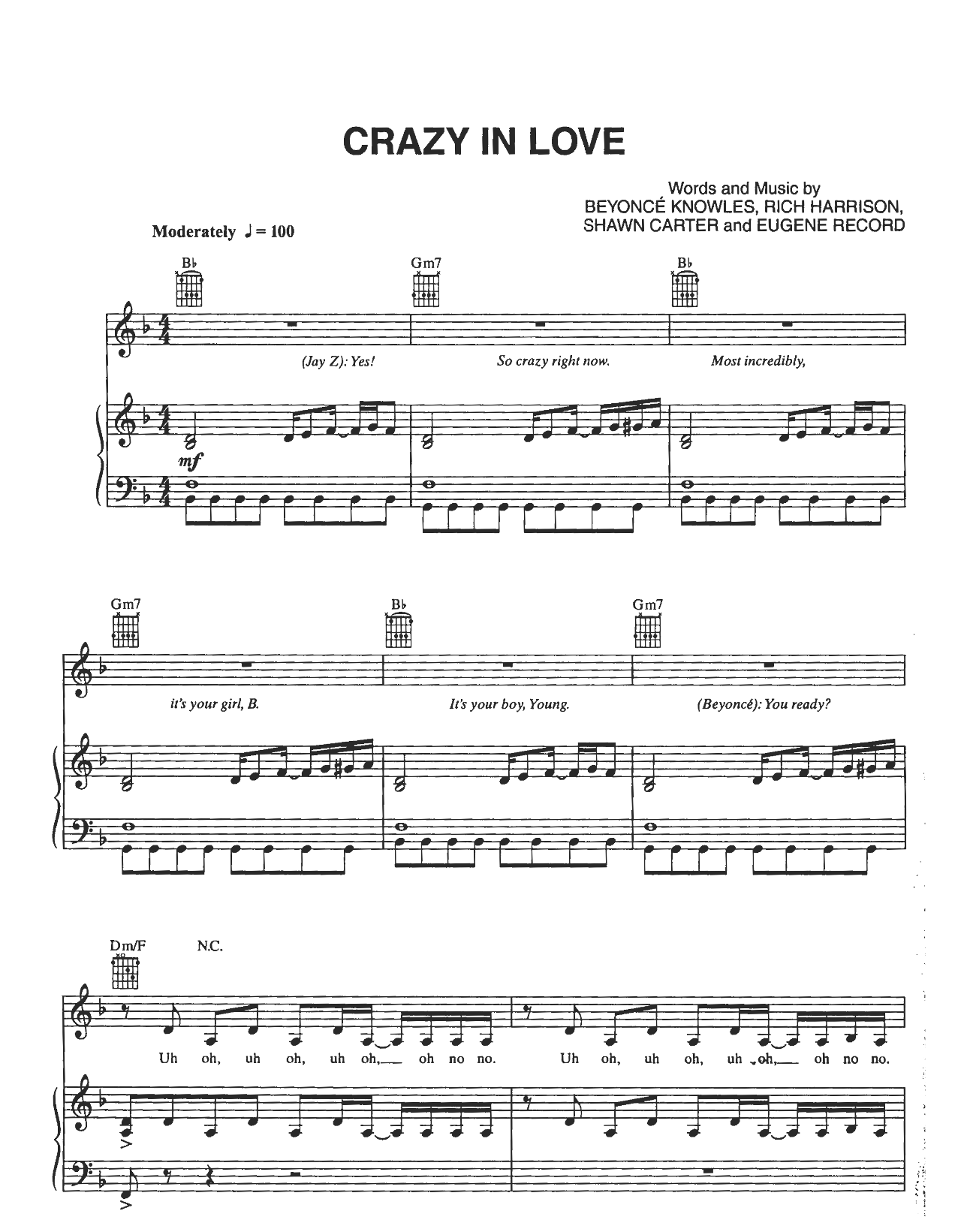 Crazy In Love sheet music