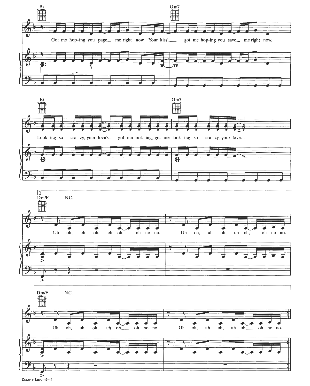 Crazy In Love sheet music 4