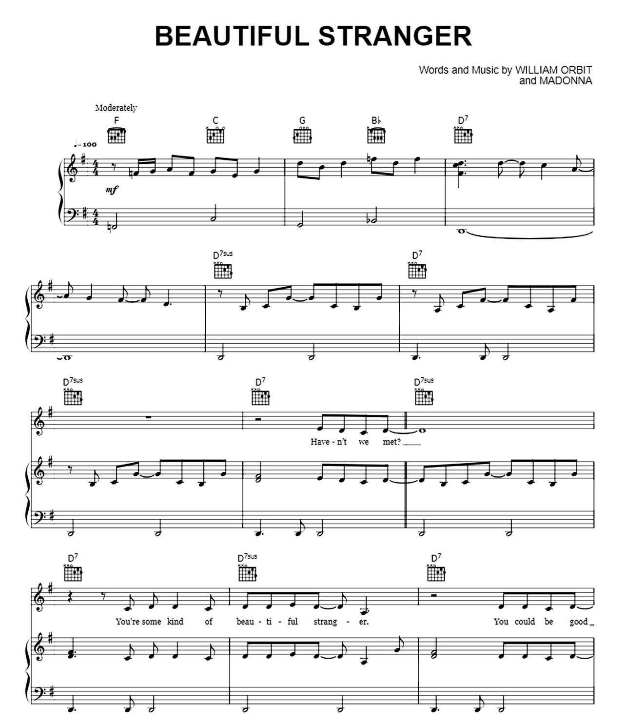 Beautiful Stranger sheet music