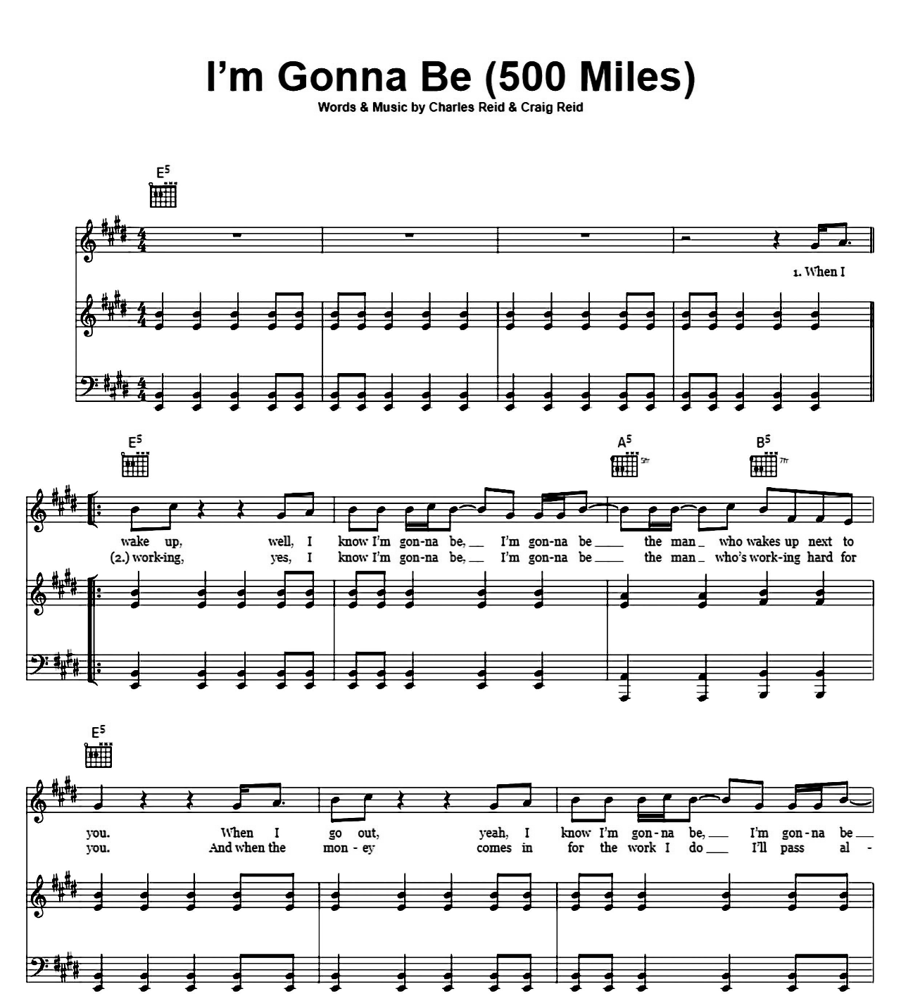 I'm Gonna Be (500 Miles) sheet music