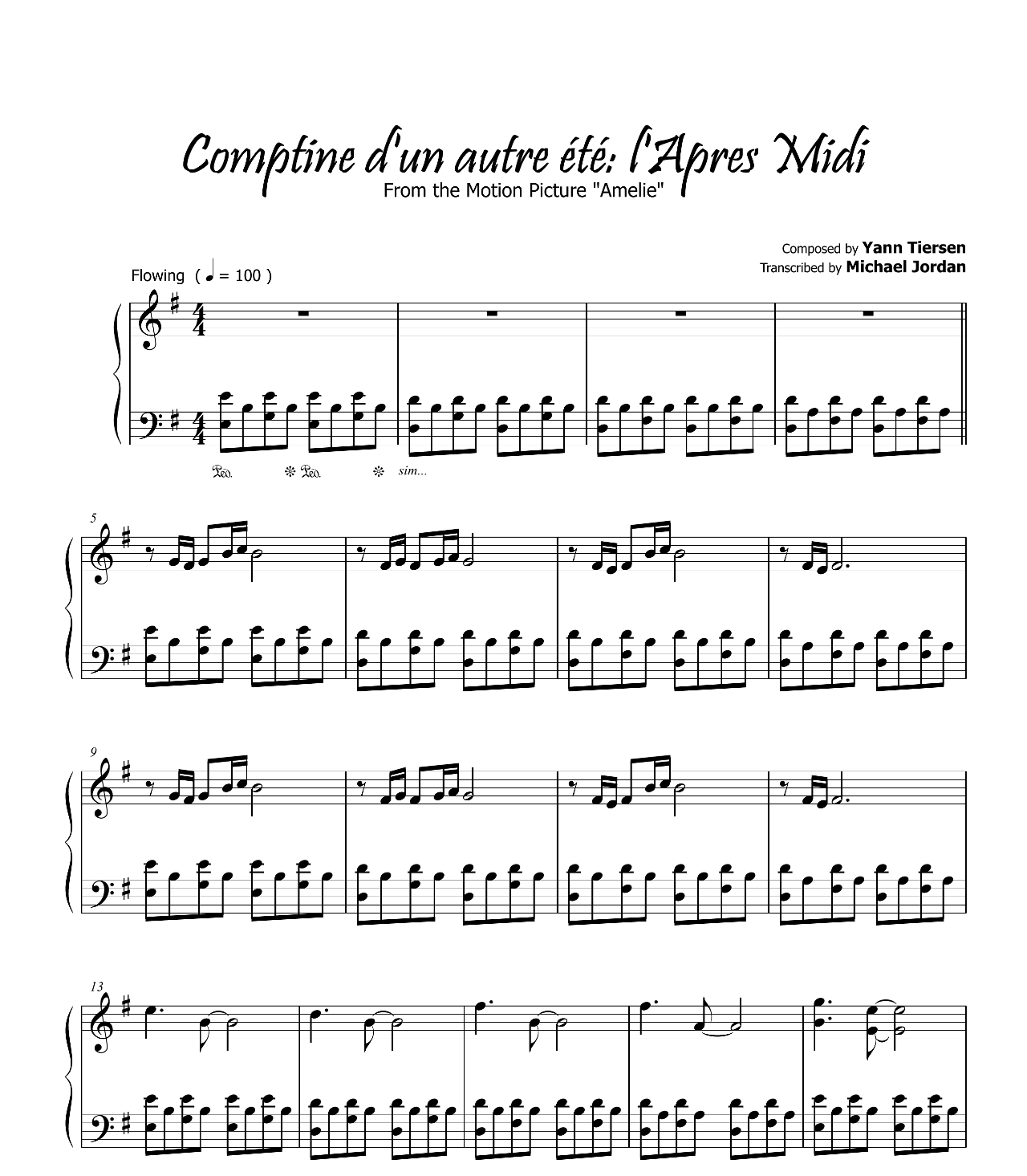 Comptine Dun Autre Ete Lapres Midi sheet music
