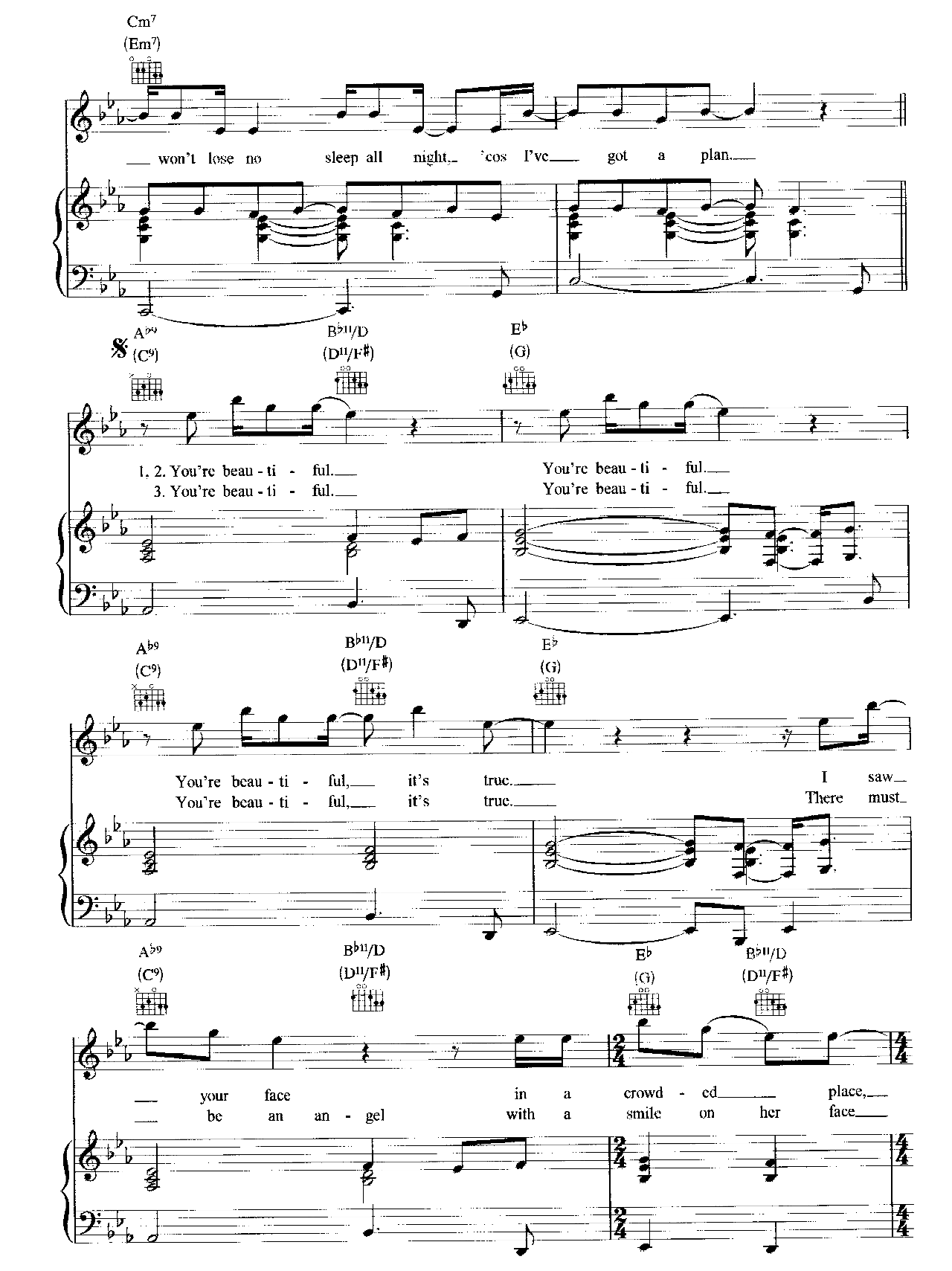 You're Beautiful sheet music 3