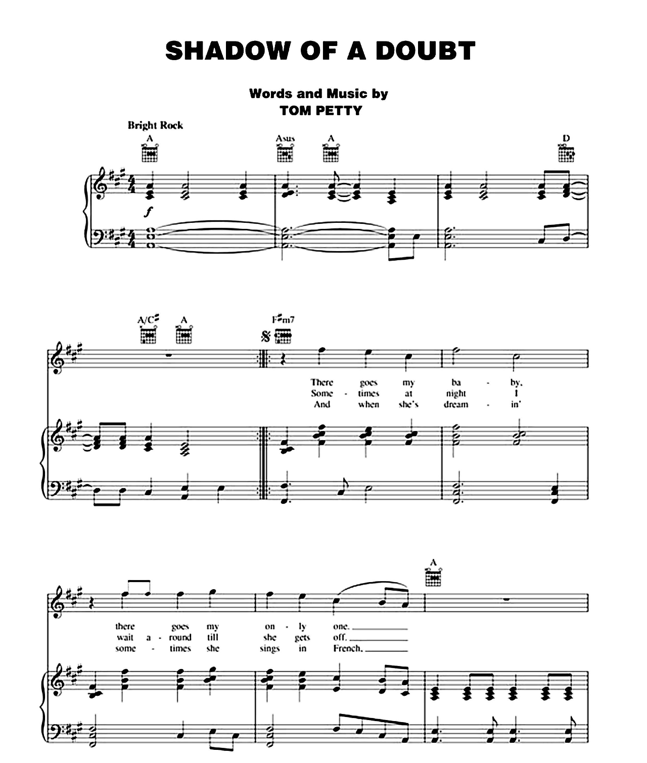 Shadow Of A Doubt sheet music