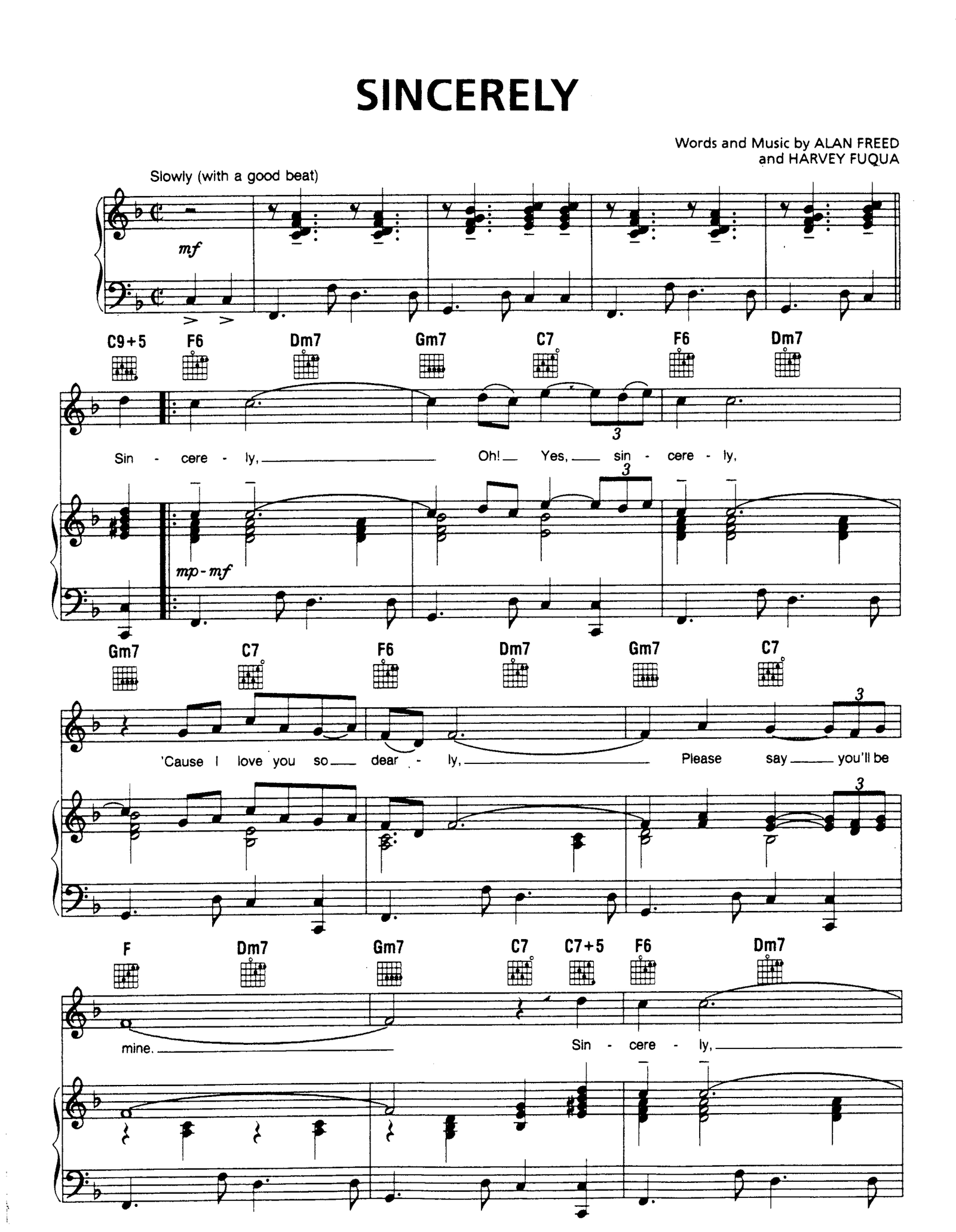 Sincerely sheet music