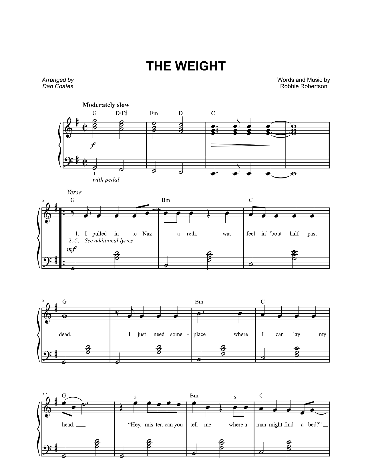 The Weight (from The Last Waltz) sheet music