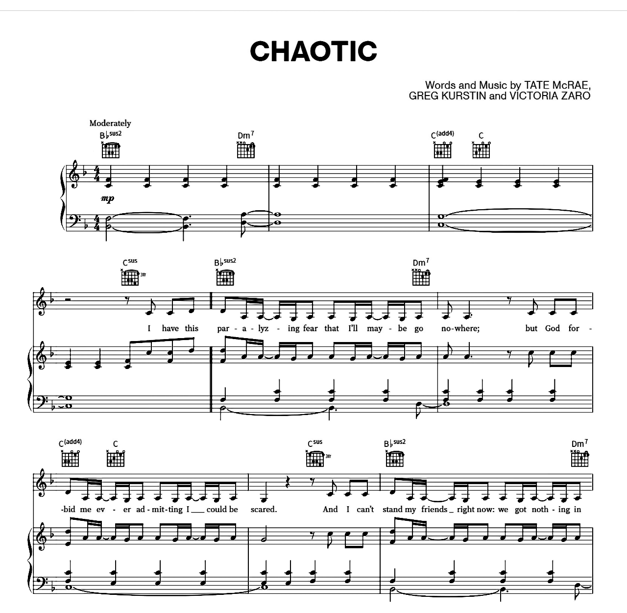 Chaotic sheet music