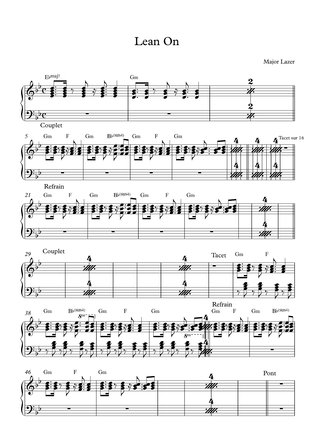 Lean On sheet music