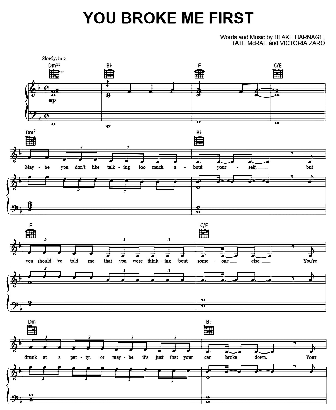 You Broke Me First sheet music