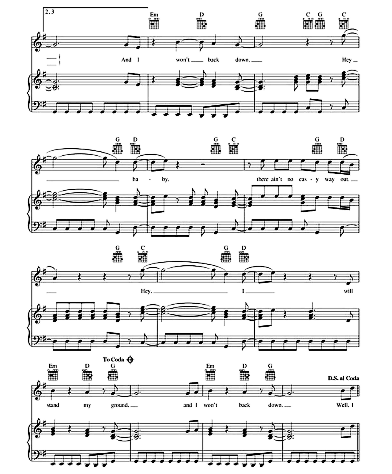 I Won't Back Down sheet music 2