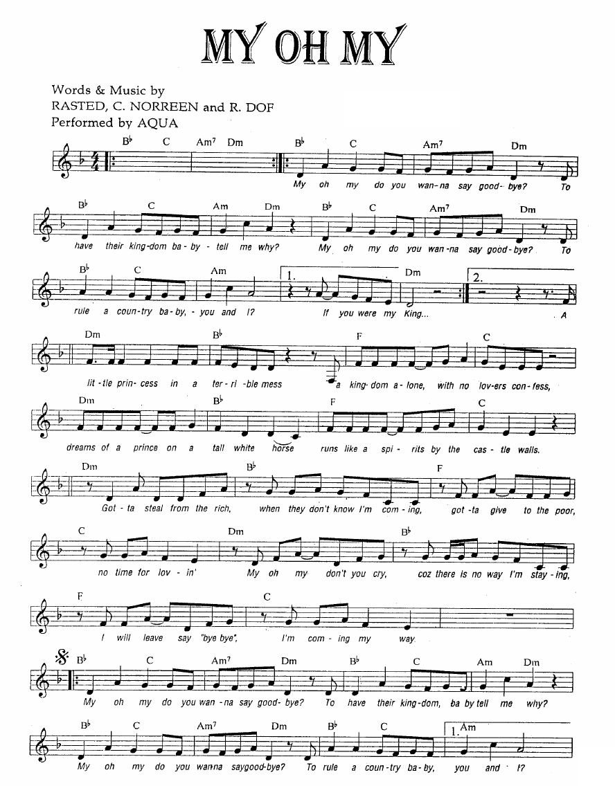 My Oh My sheet music
