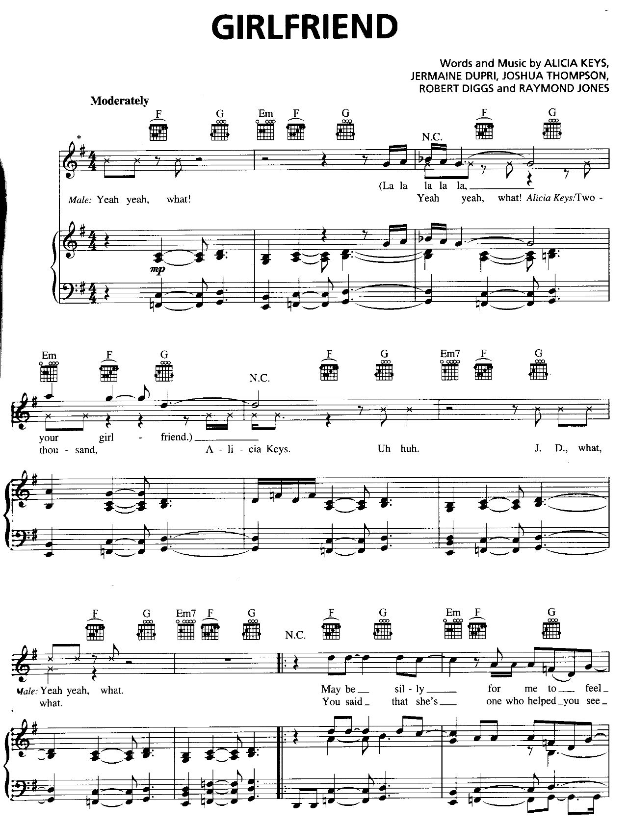 Girlfriend sheet music