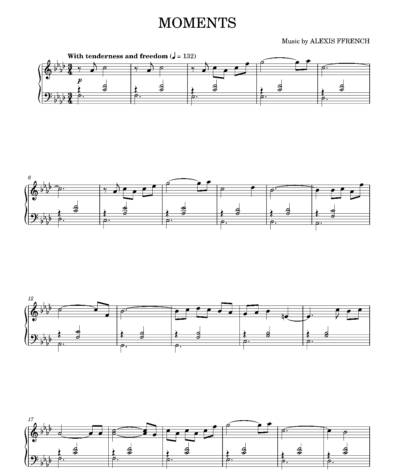 Moments sheet music