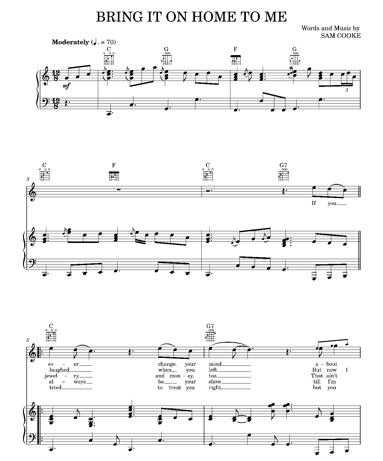 Bring It On Home To Me sheet music
