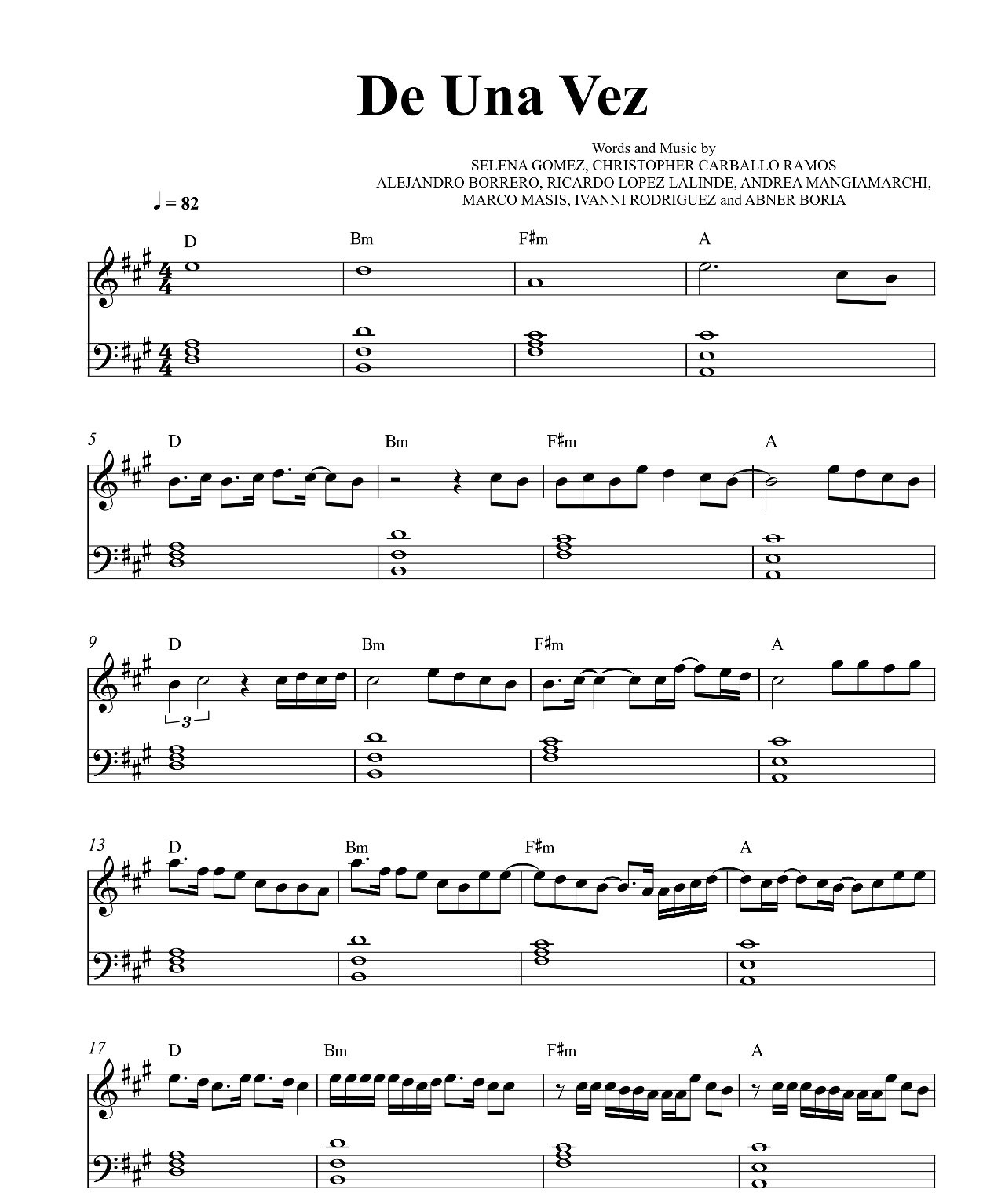 De Una Vez sheet music