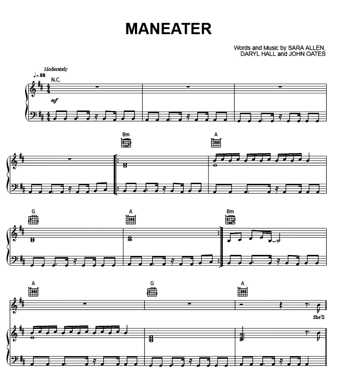 Maneater sheet music