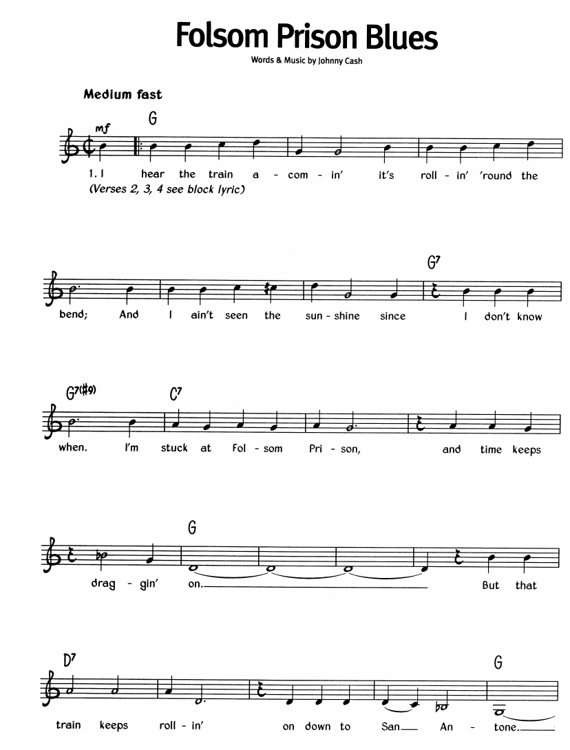 Folsom Prison Blues sheet music