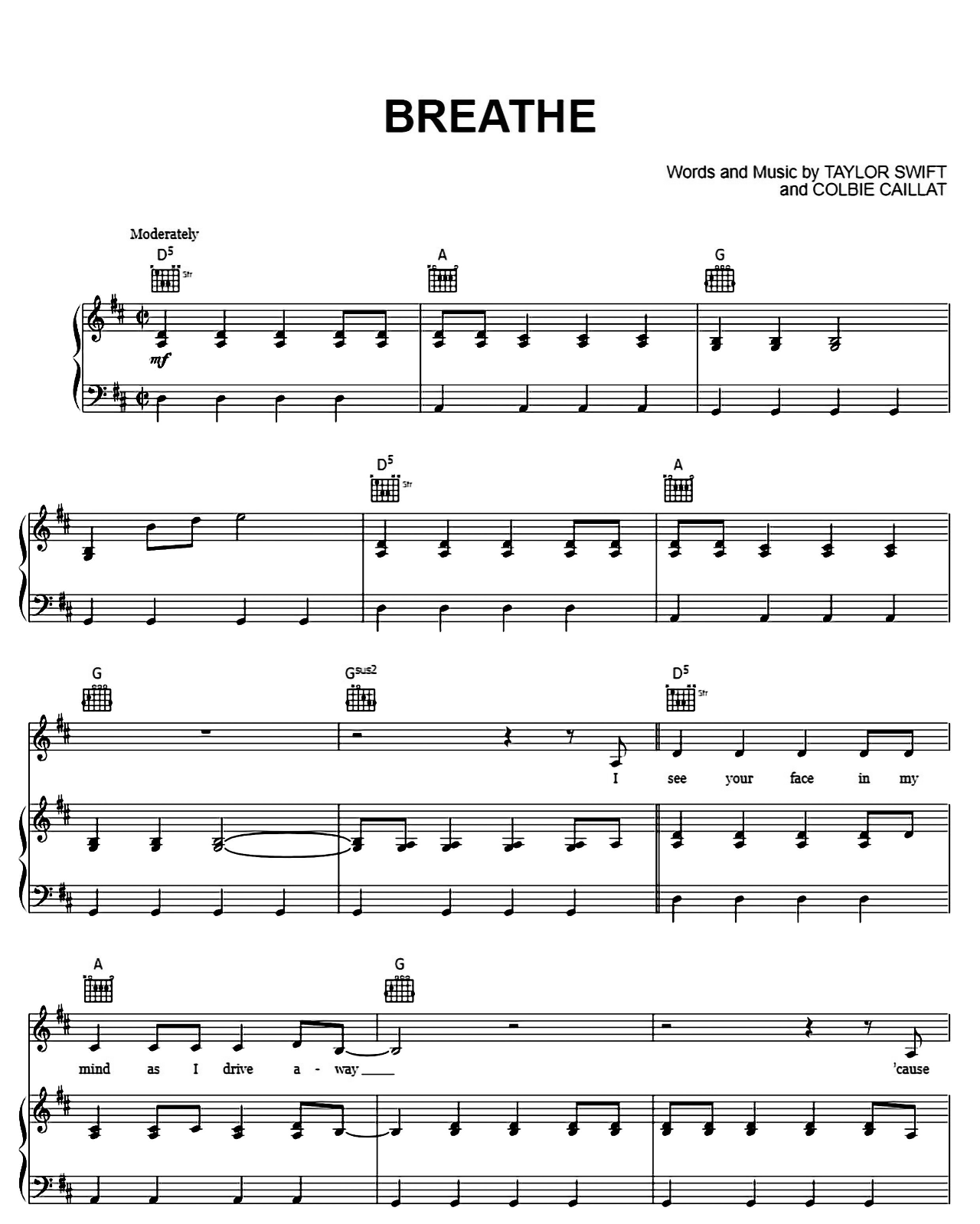 Breathe sheet music