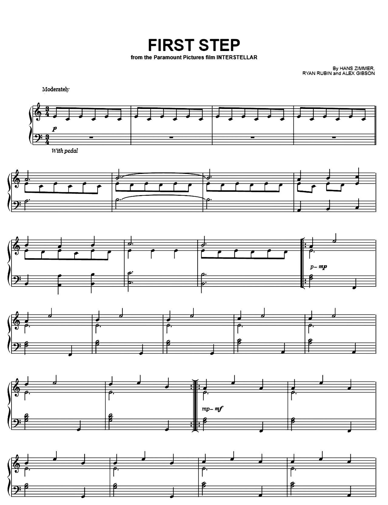 First Step (from Interstellar) sheet music