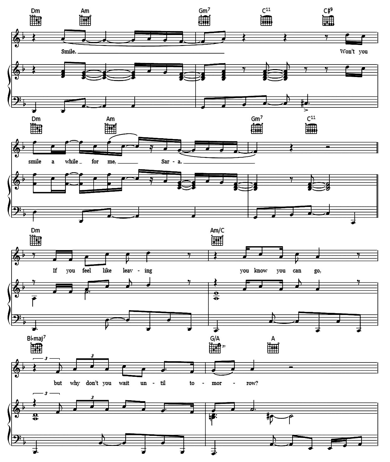 Sara Smile sheet music 3