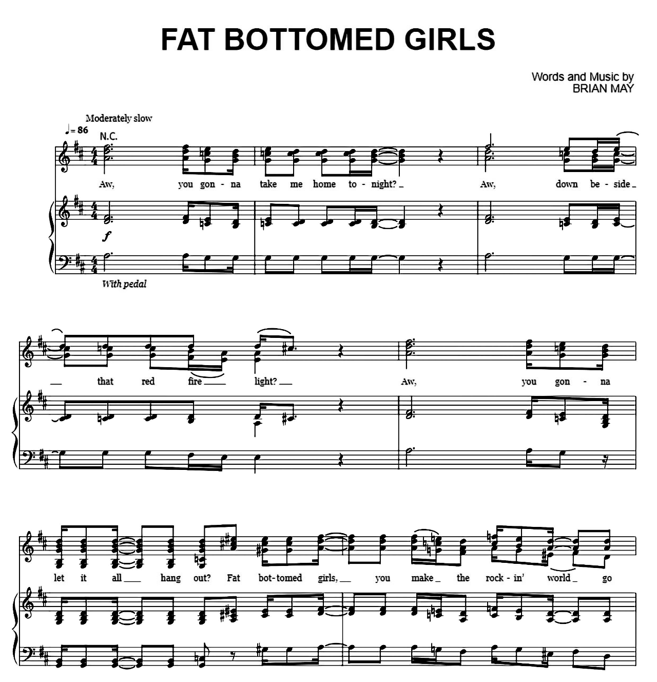 Fat Bottomed Girls sheet music