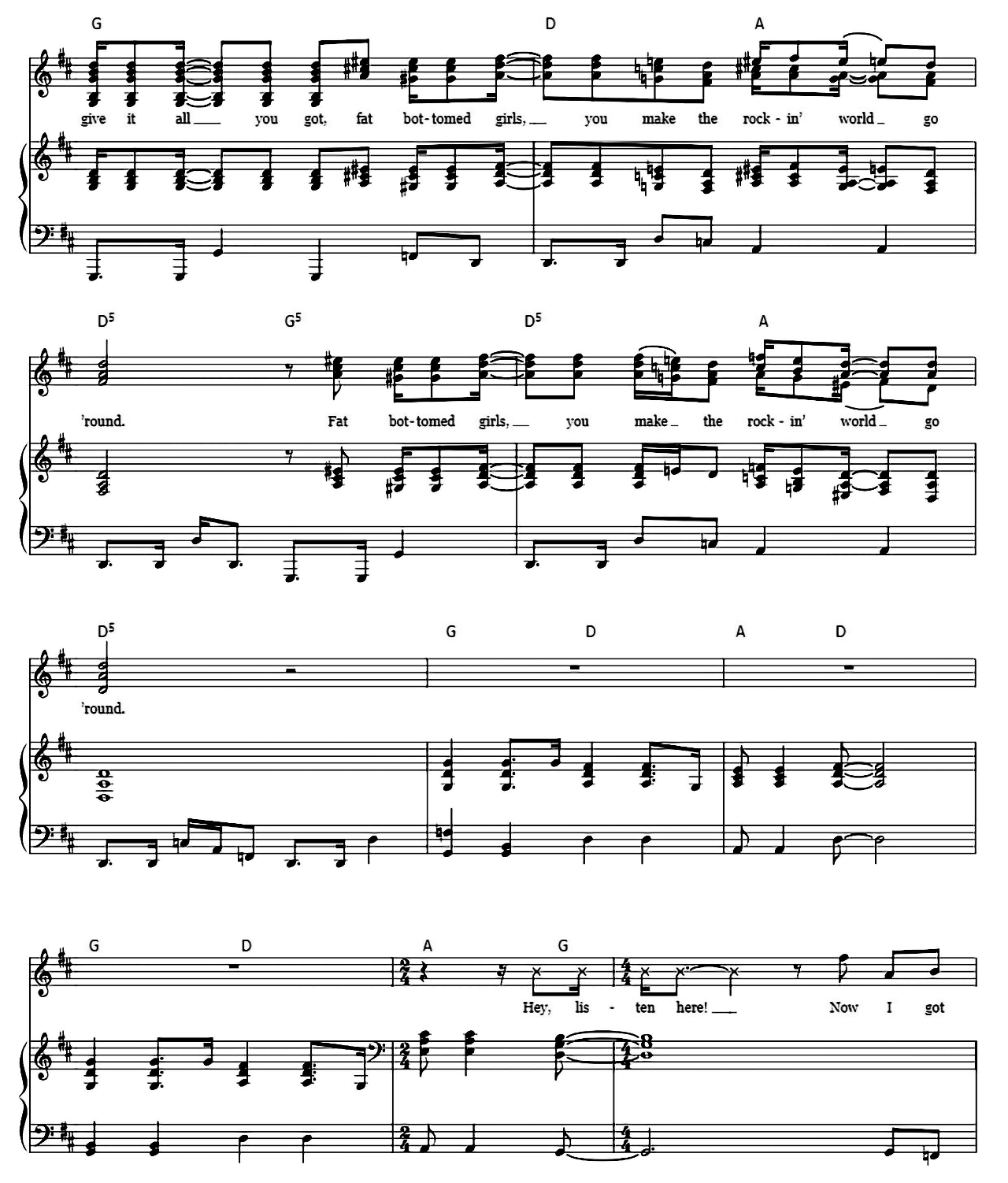 Fat Bottomed Girls sheet music 5