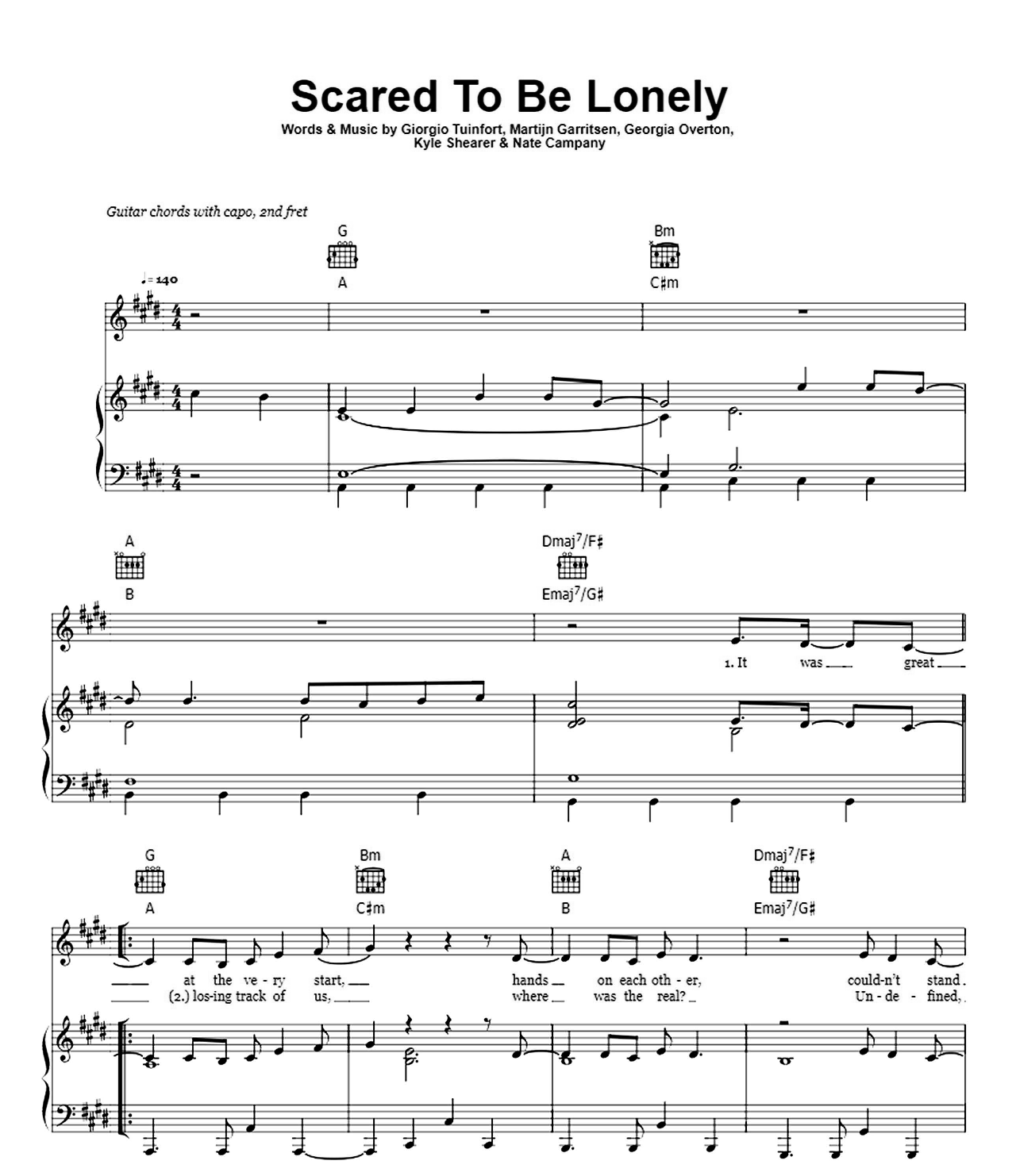 Scared To Be Lonely sheet music