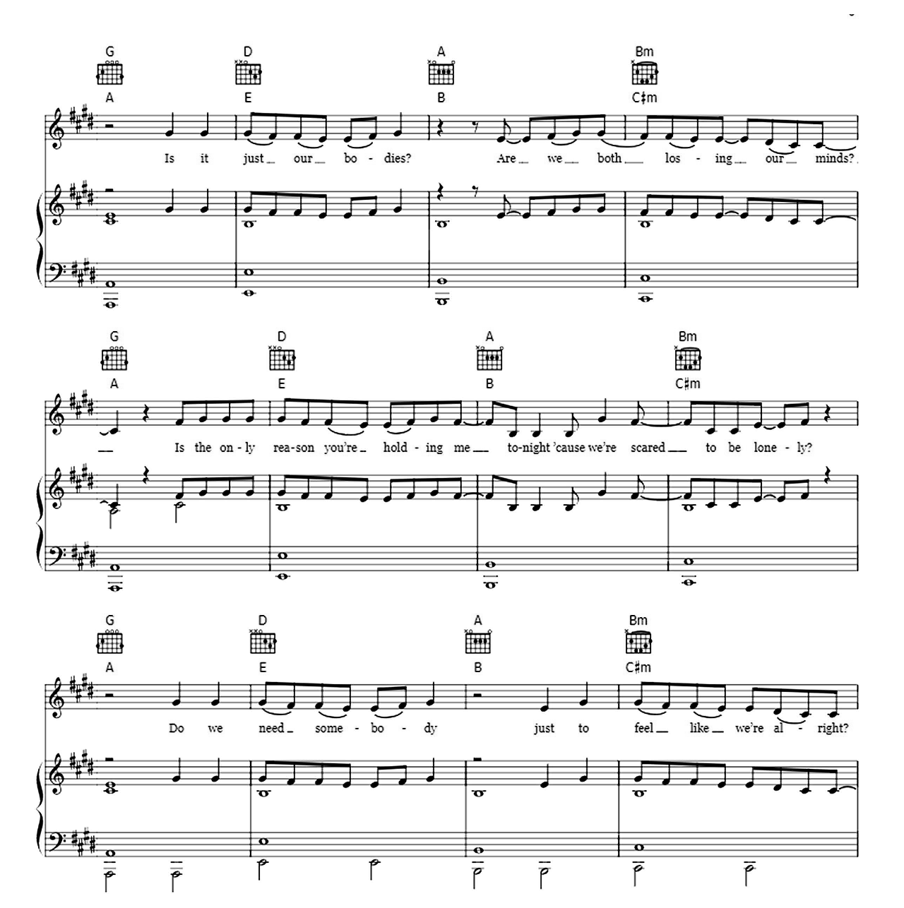 Scared To Be Lonely sheet music 3