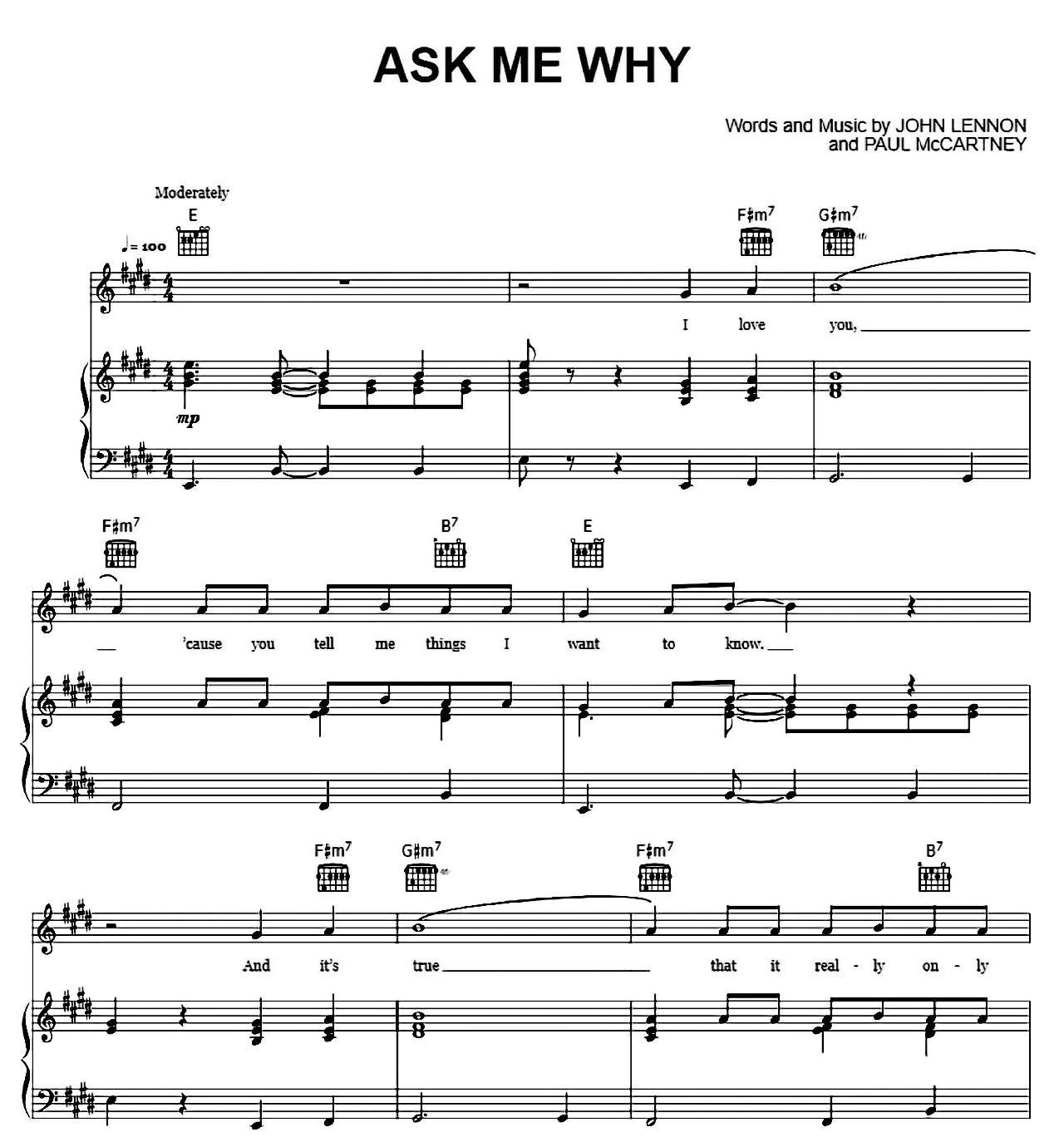Ask Me Why sheet music