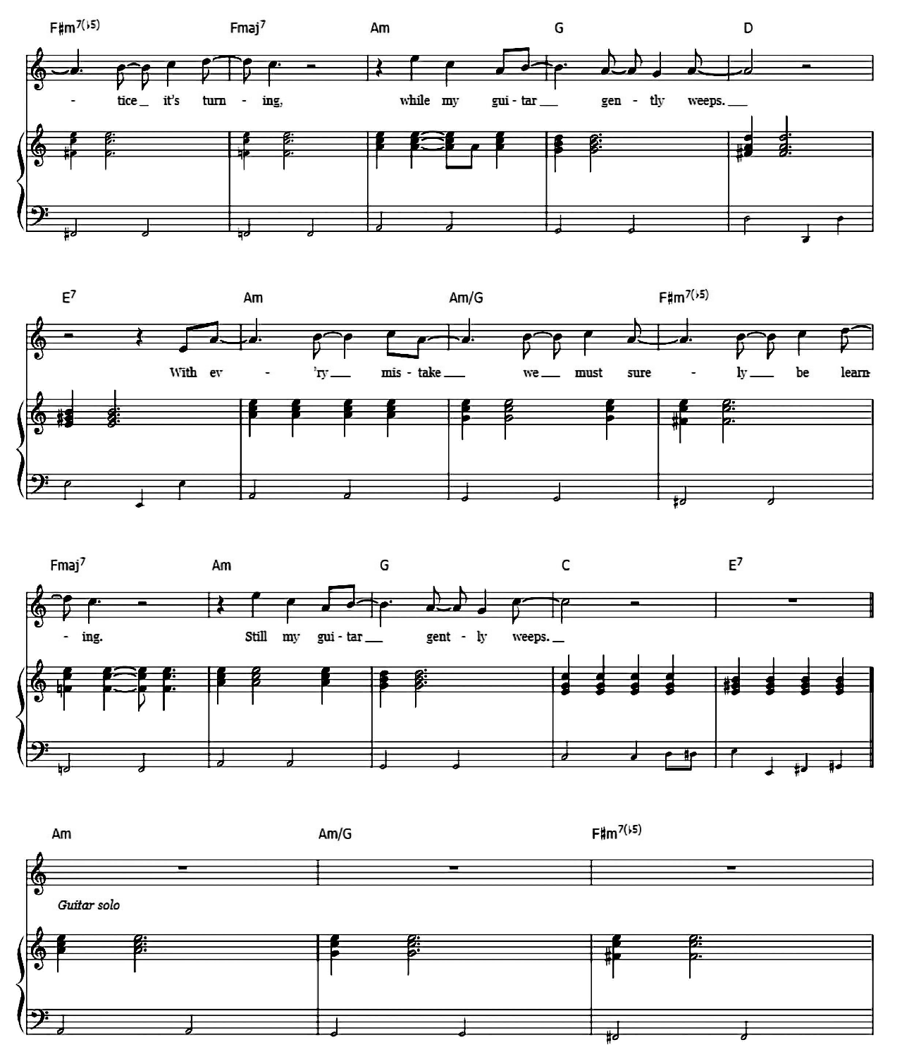 While My Guitar Gently Weeps sheet music 4