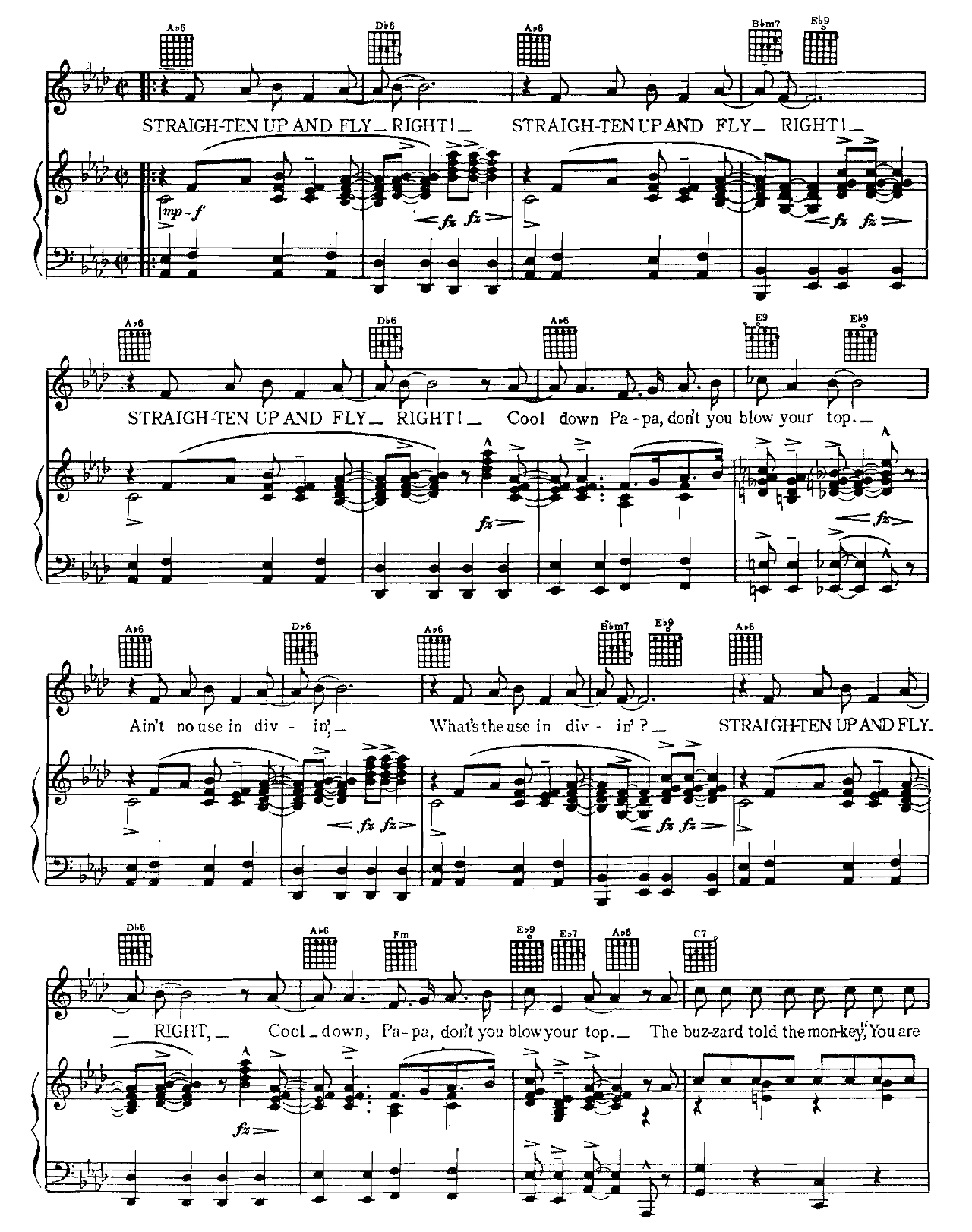 Straighten Up And Fly Right sheet music 2