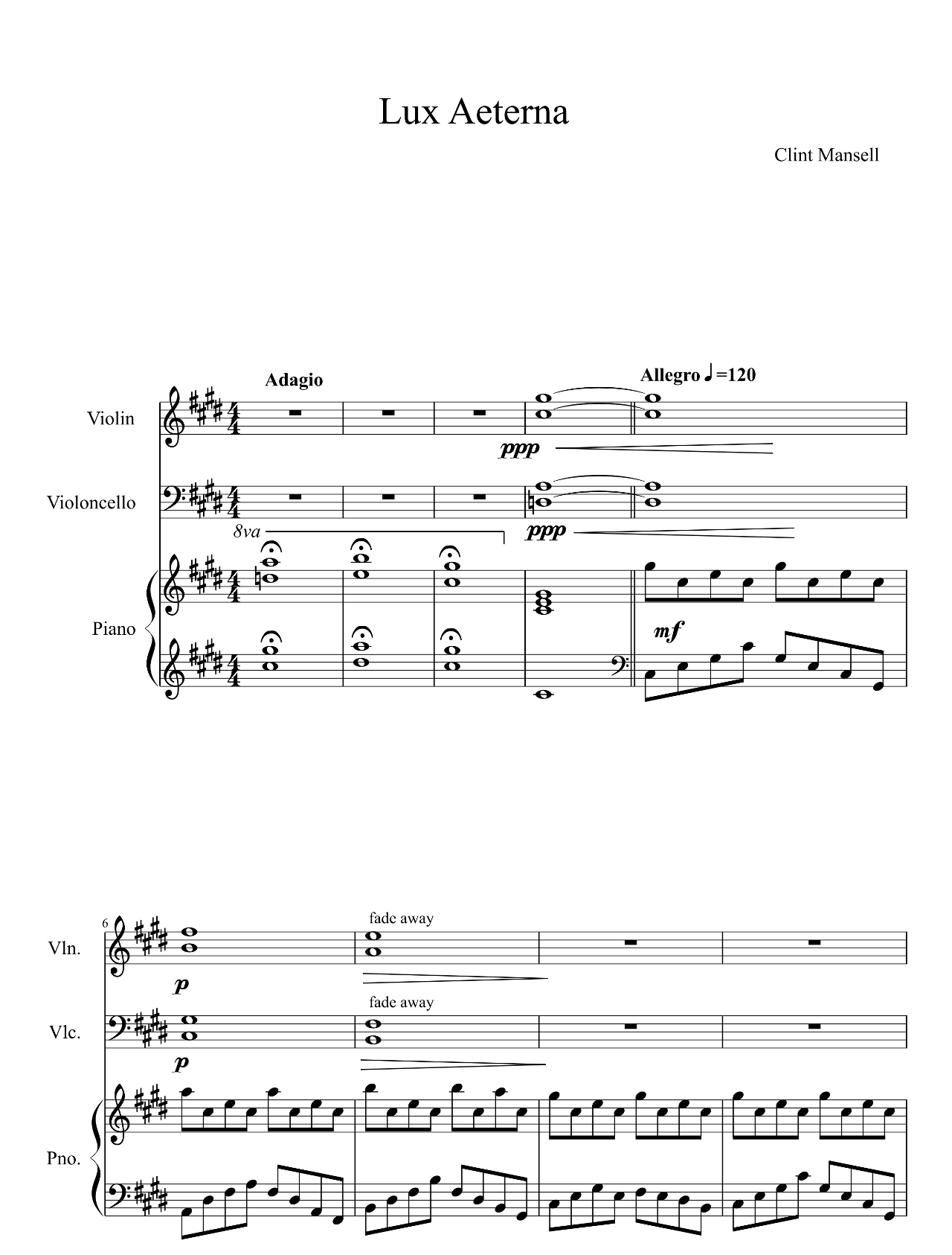 Lux Aeterna sheet music
