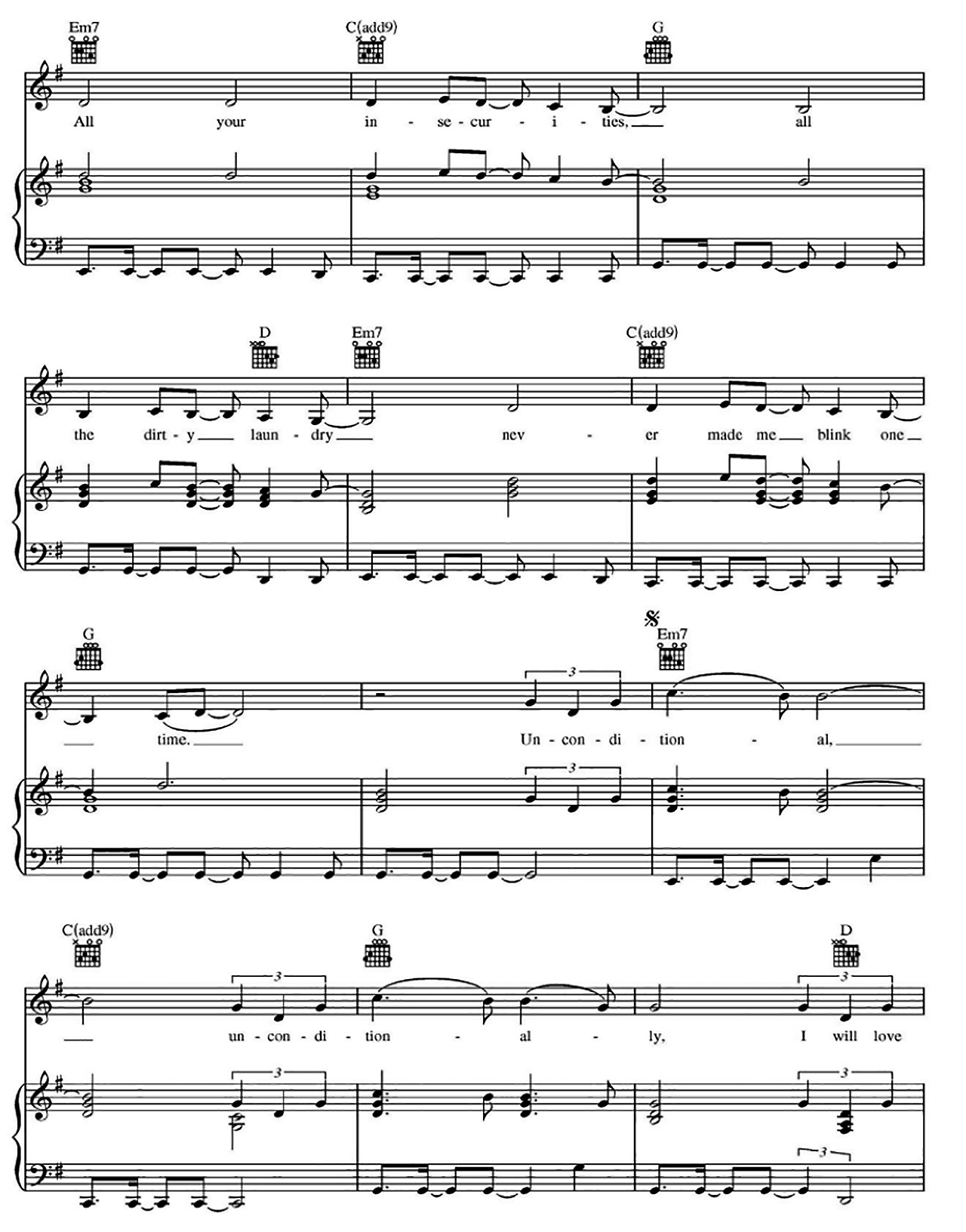 Unconditionally sheet music 2