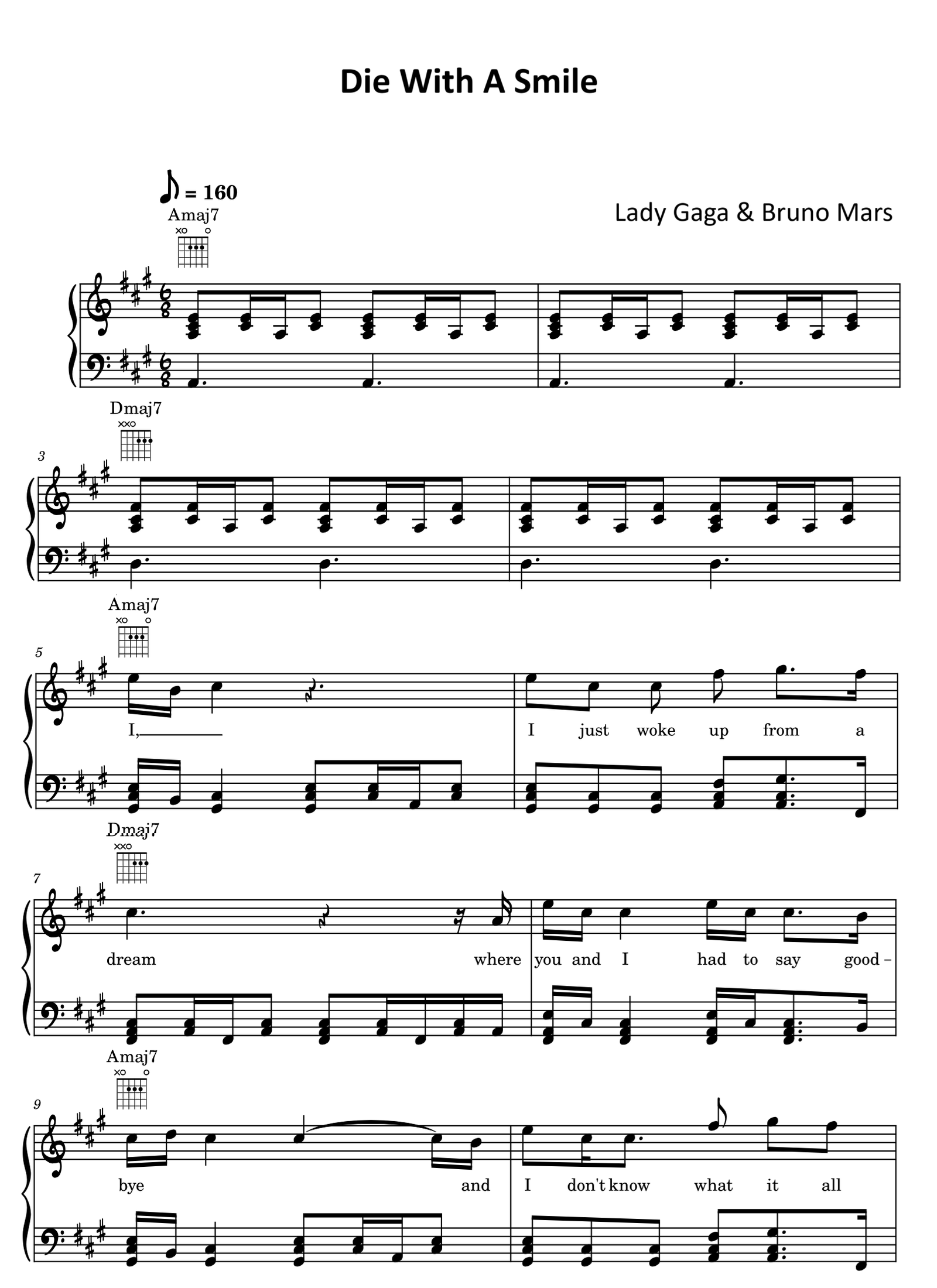 Die With A Smile sheet music