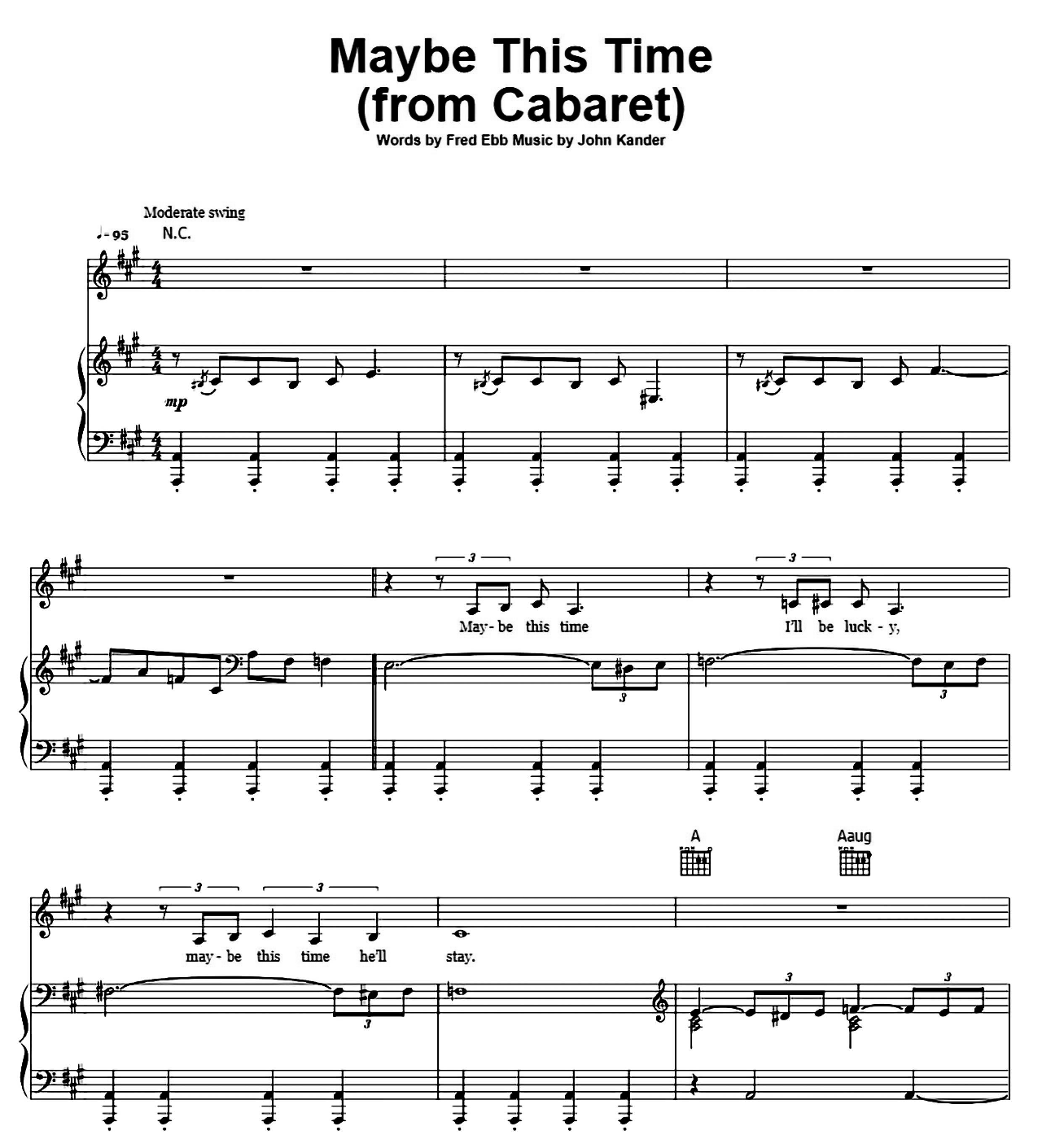 Maybe This Time (from Musical Cabaret) sheet music